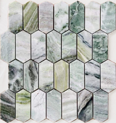 Pietrine Hexagonal Onice Verde Oliva Long Hex Pol 27,8x30,4 Мозаика микс