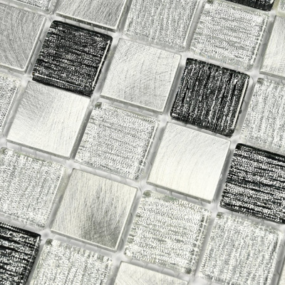 Bonaparte Trend Silver 30x30x4 (чип 23x23 мм) Мозаика стекл. фольгированная, с металл. Вставками