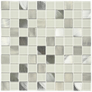 Bonaparte Titan Silver 31,8x31,8x4 (чип 30x30 мм) Мозаика стеклянная с металл. вставками